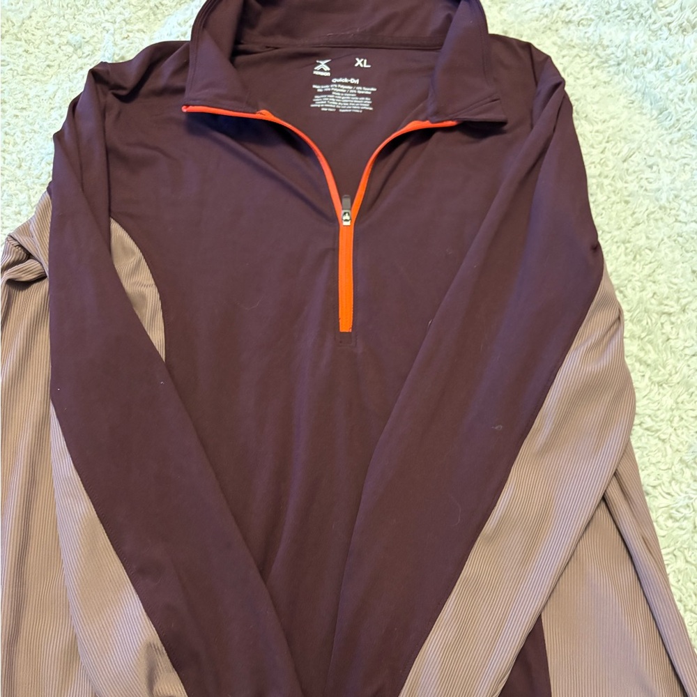 Xersion Plum Quarter-Zip Pullover with Orange Trim